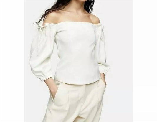 Topshop - Off The Shoulder Tie Bardot Crepe Top