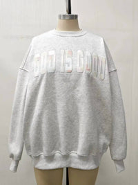 Sunkissed Coconut - God Is Good Quilted Pastel Embroidered Sweatshirt
