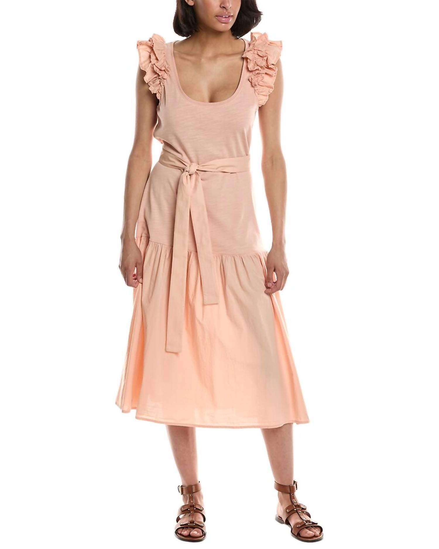 Nation LTD Everleigh Frilly Dress in dusty peach - women's dress