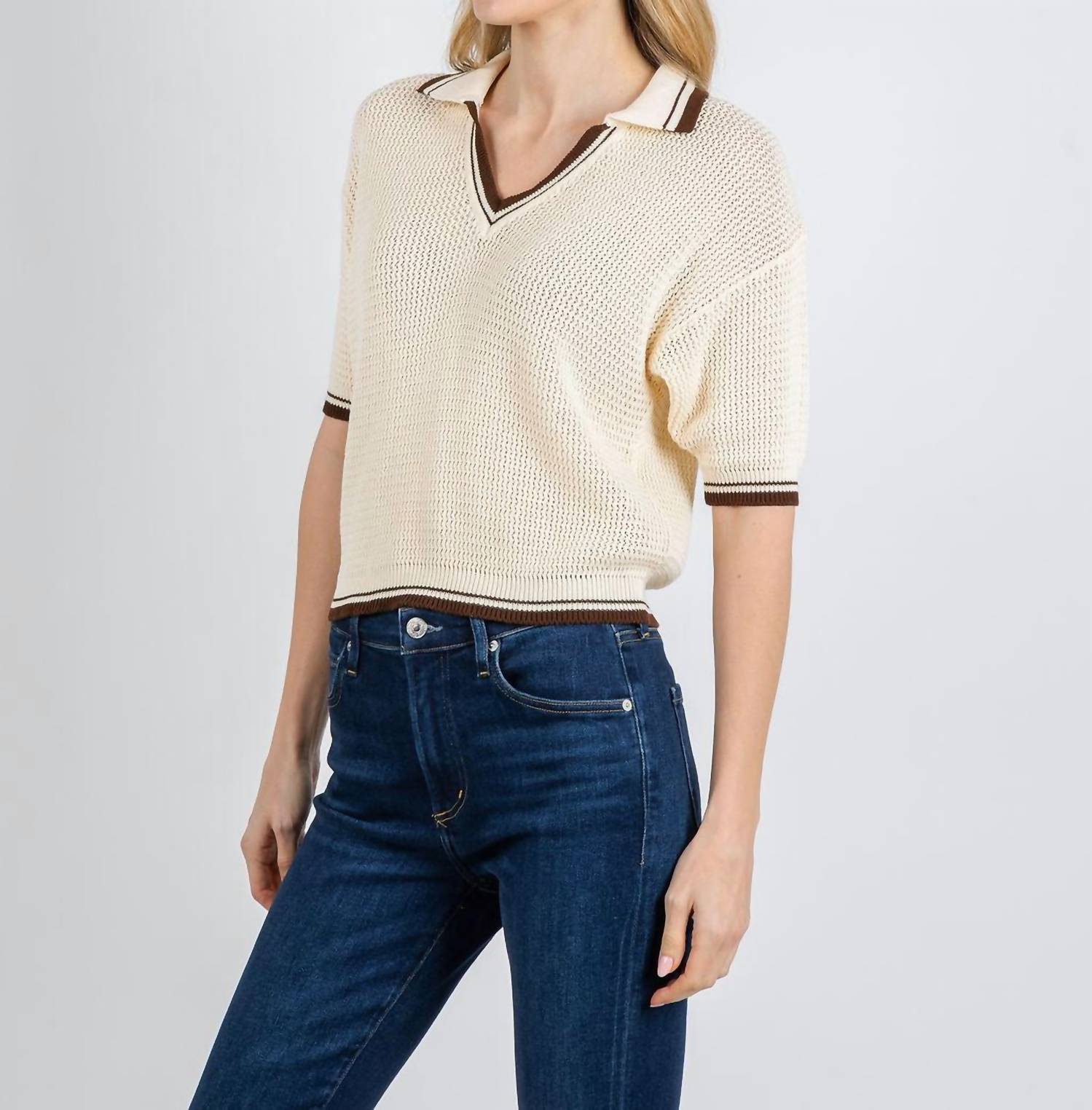 MARELLA Embi Polo Sweater in wool white - women's sweater - detail view