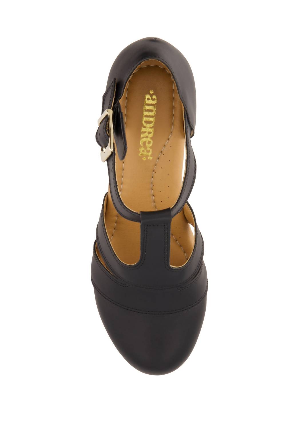 Andrea Women's T-strap Block Heel Sandal in black - women's sandal - alternate view