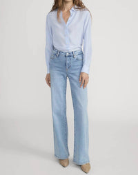 FRAME Le Slim Palazzo Jeans in ripple - women's jeans - alternate view