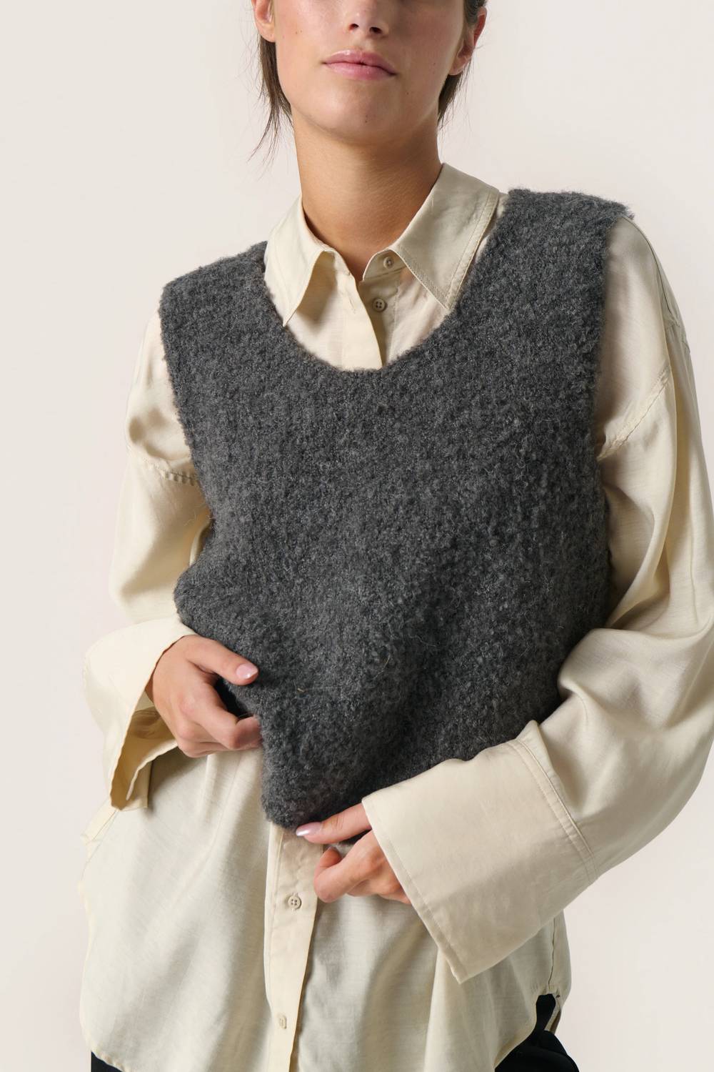 Soaked In Luxury - Venessa V-neck Fluffy Knit Waistcoat