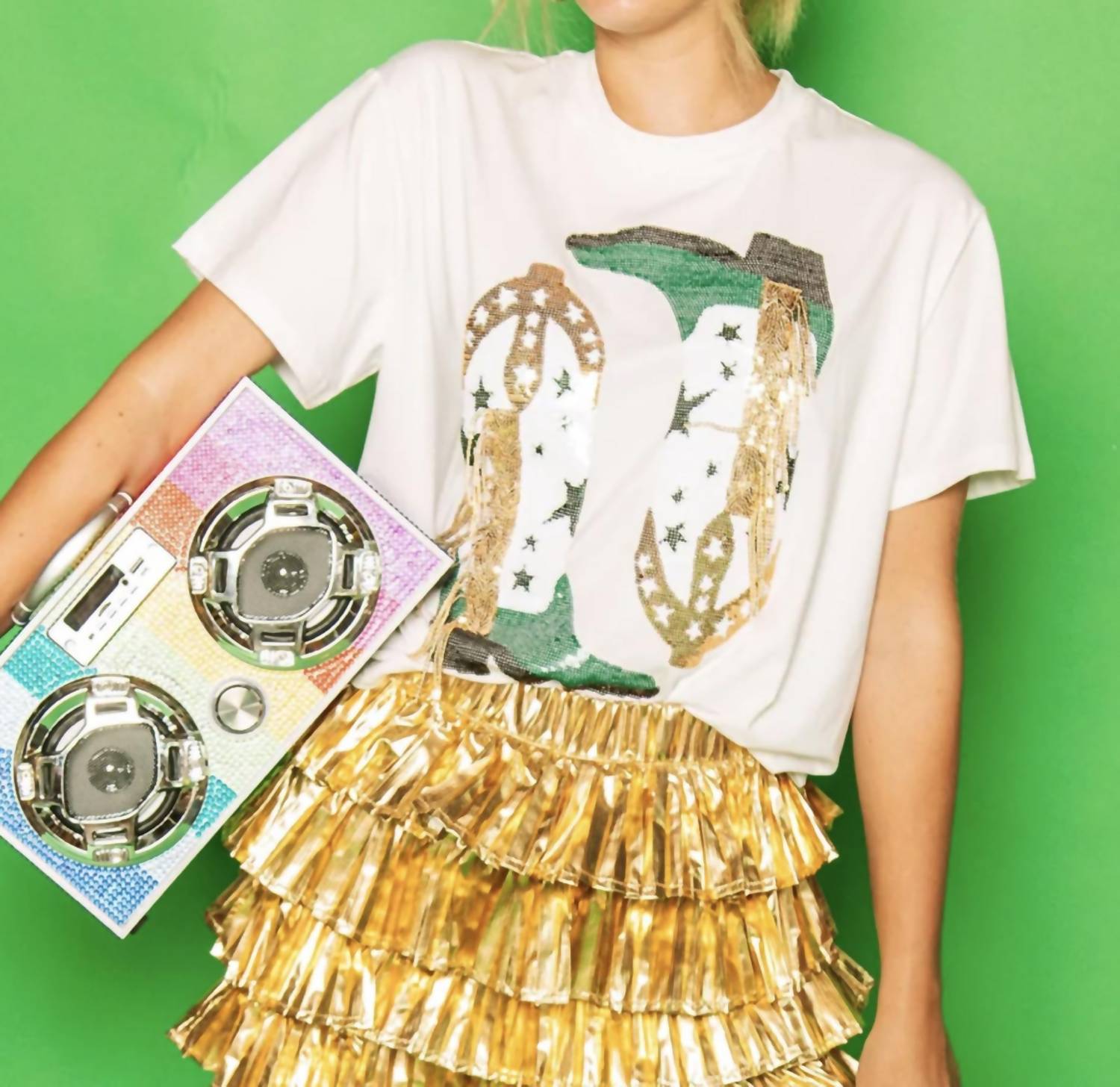 Queen Of Sparkles - Fringe Boot Tee
