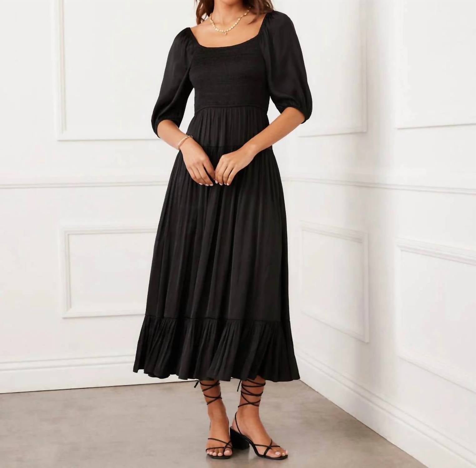 Karen Kane - Blouson Sleeve Smocked Midi Dress