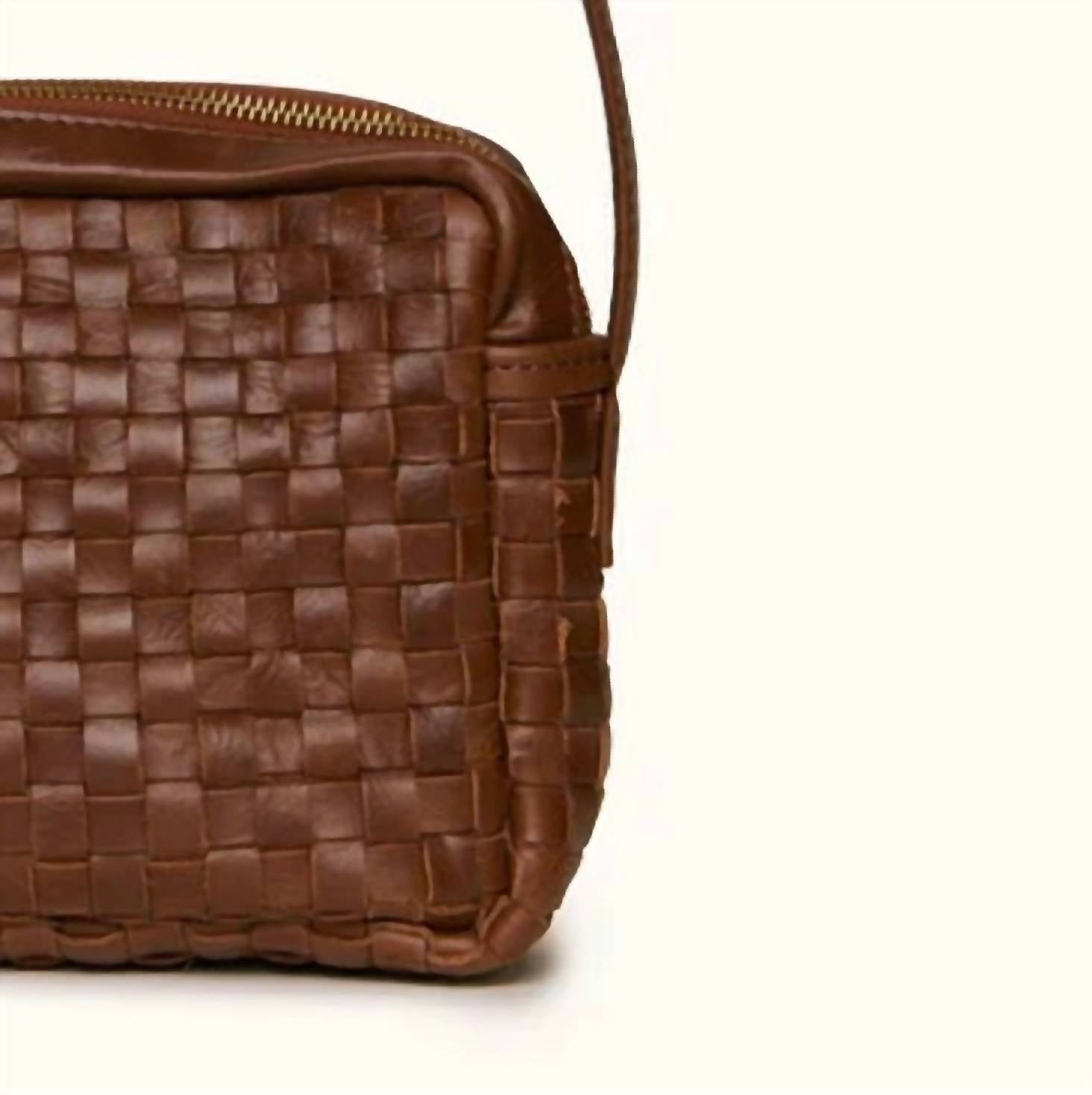 ABLE Valerie Woven Crossbody Bag in whiskey - women's bag - detail view