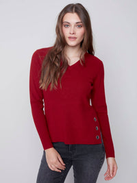 Charlie B - V-neck Sweater With Side Slits