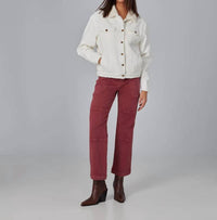 LOLA JEANS Women's River Oversized Trucker Denim Jacket in white - women's jacket - alternate view