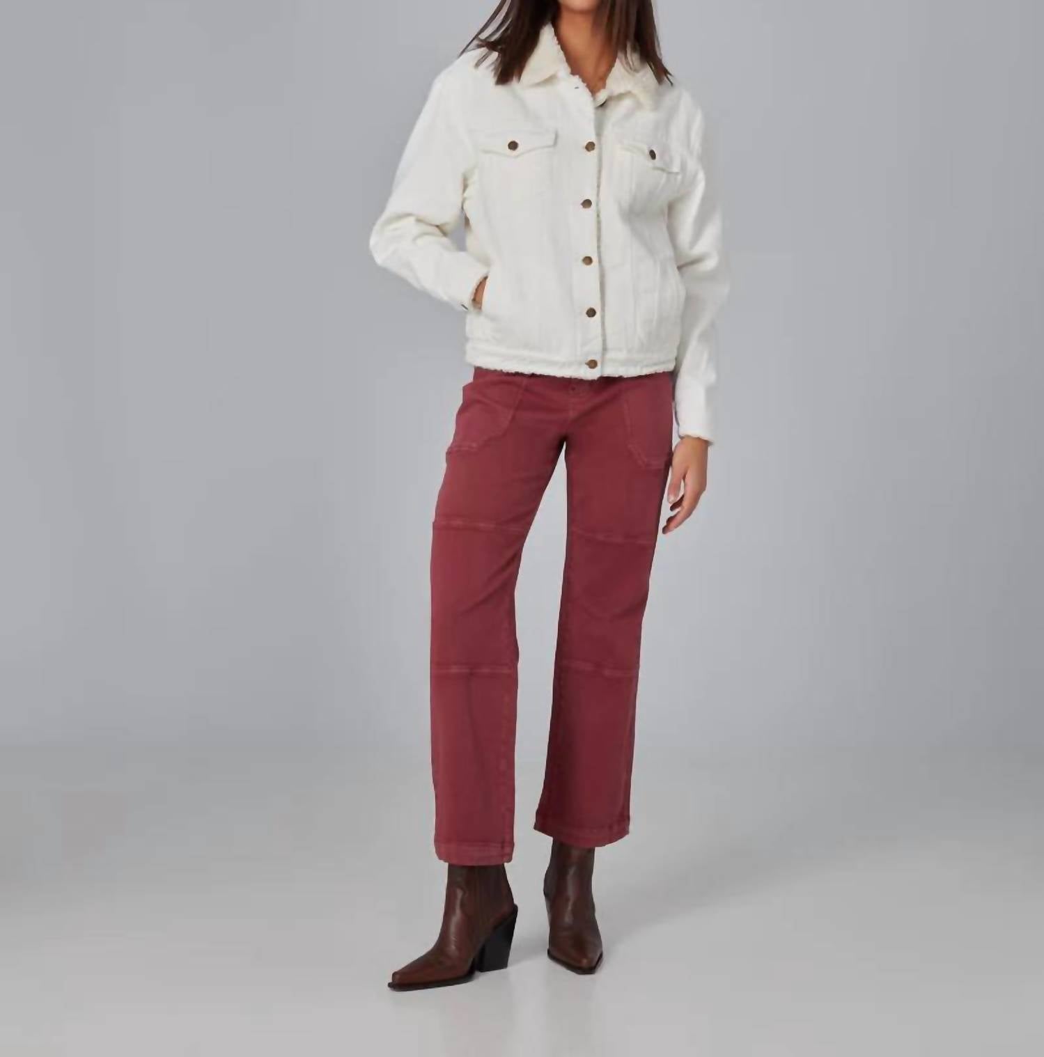 LOLA JEANS Women's River Oversized Trucker Denim Jacket in white - women's jacket - alternate view