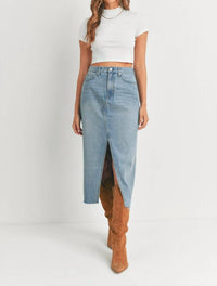 JUST BLACK DENIM Open Slit Skirt in denim - women's skirt
