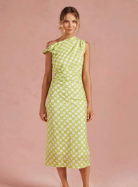 Strut & Bolt - Asymmetrical One Shoulder Chainlink Midi Dress