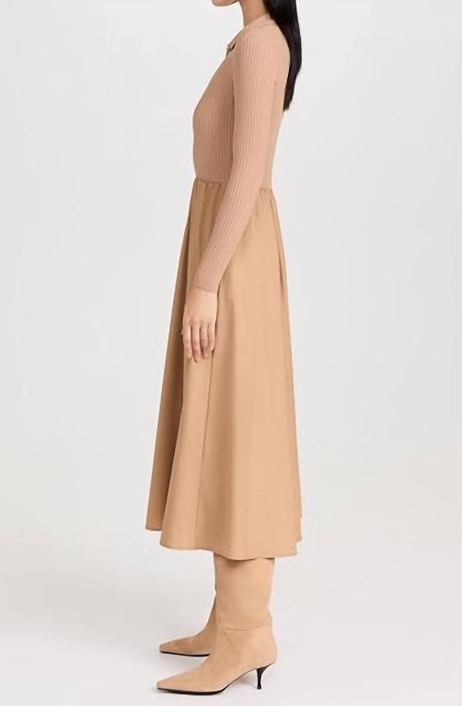 Moon River - Long Sleeve Twofer Midi Dress