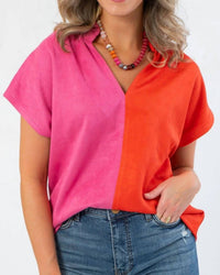 Thml - Colorblock Suede Top
