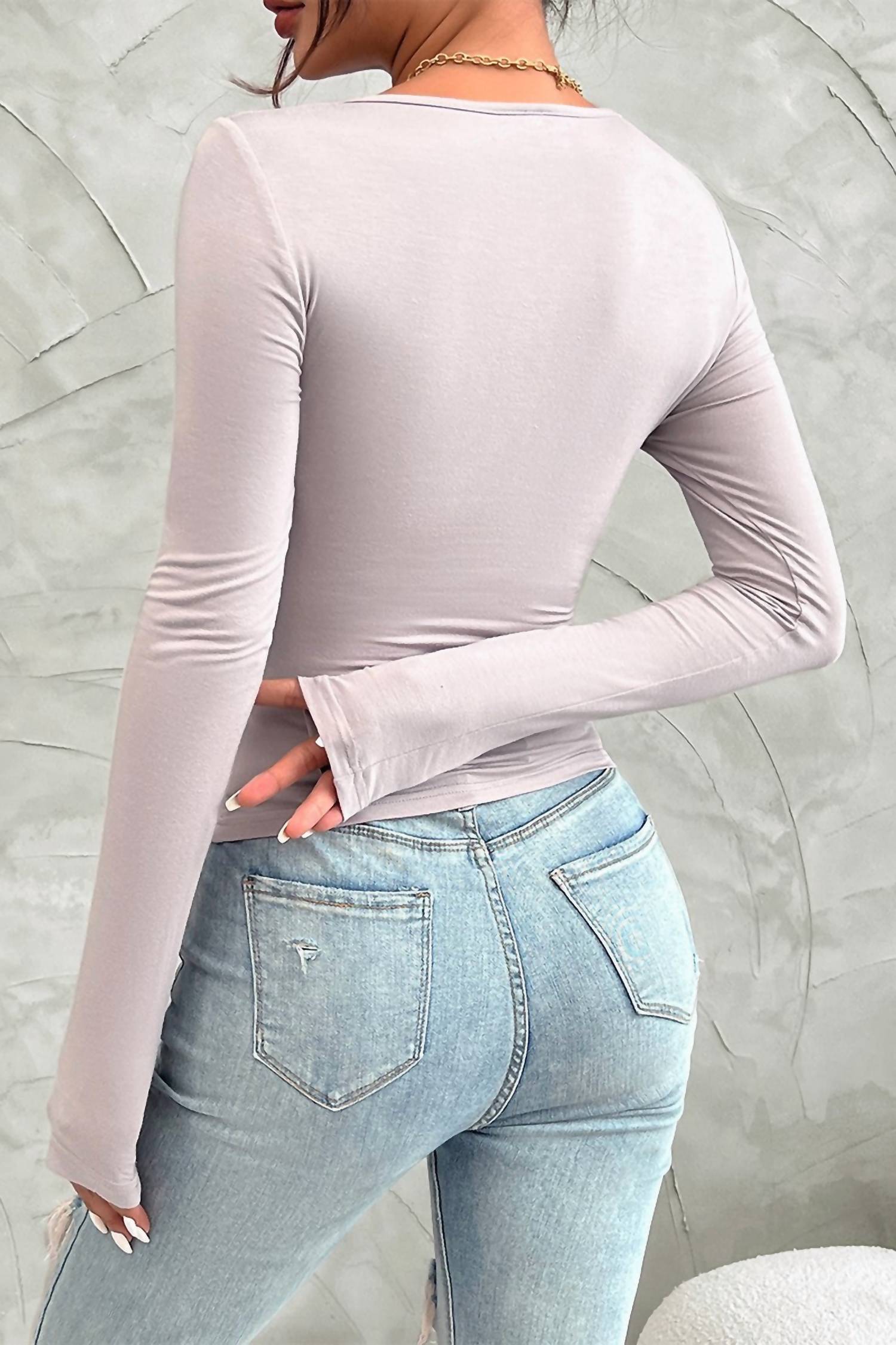 So Me - Deep V Neck Low Cut Twist Elastic Top