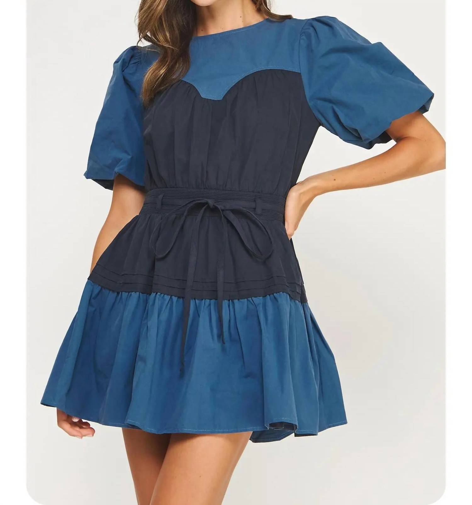 Strut & Bolt - Pin-tuck Detail Poplin Mini Dress