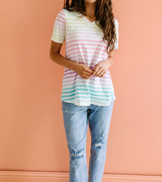 Striped V-Neck Tee