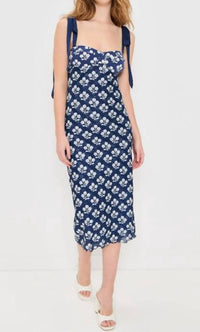 Free People Printed Got Glam Slip Dress in navy combo - women's dress