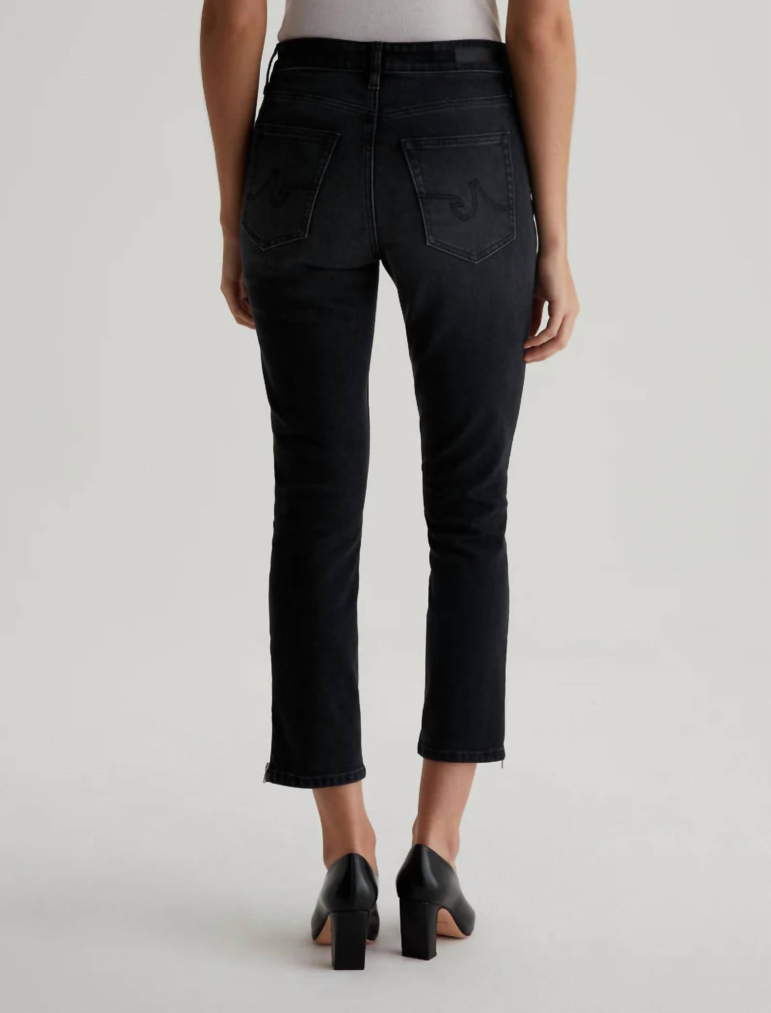 Ag Jeans - Mari Crop Moto Slim Straight Cut Jeans
