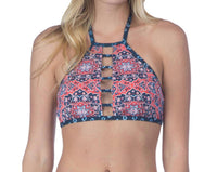 Lucky Brand - Reversible Medallion High Neck Bikini Top