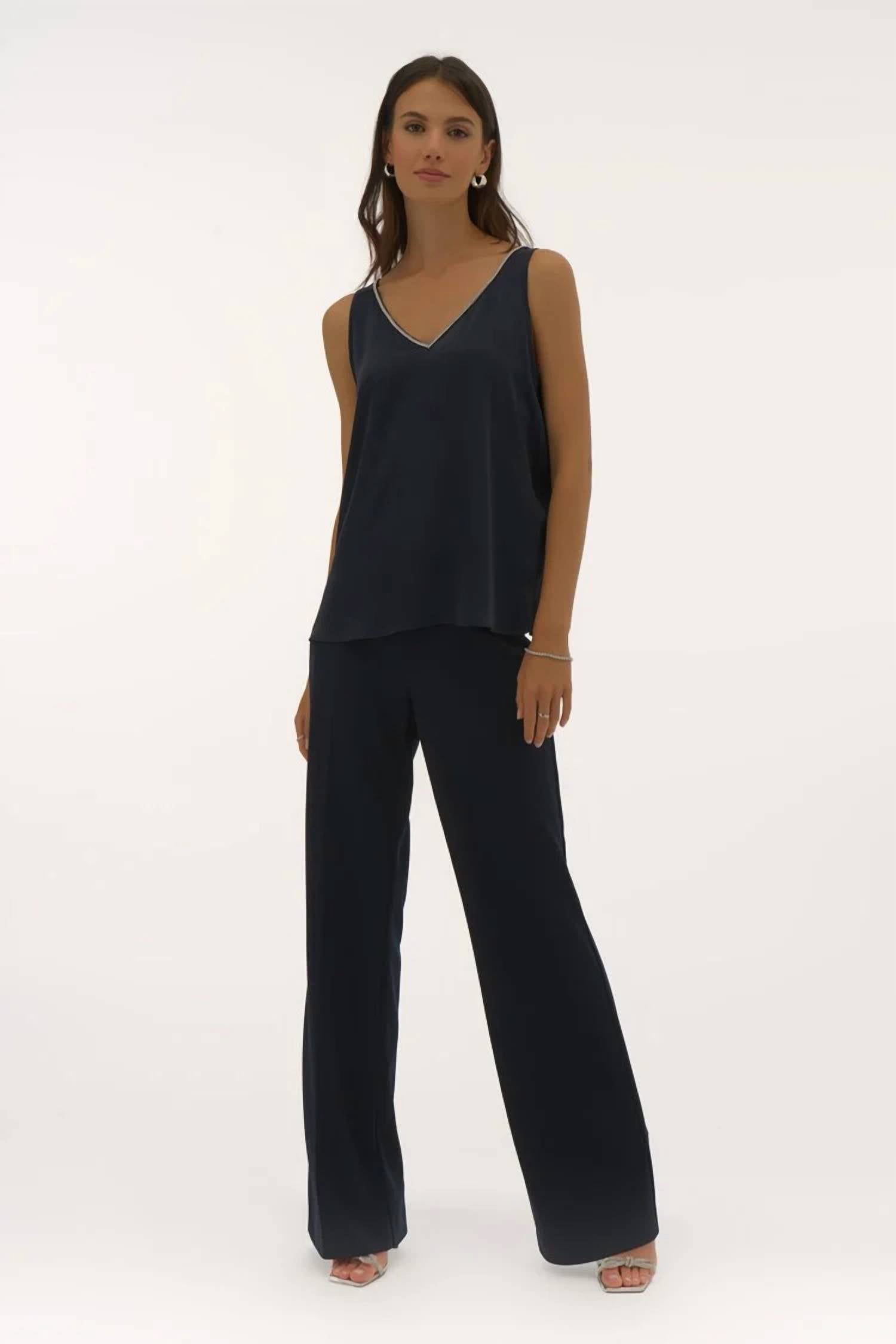 Joseph Ribkoff - Satin Sleeveless Top With Rhinestone Trim