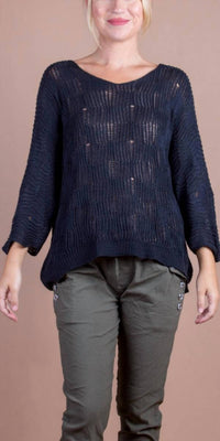 GIGI MODA Scacchi Knit Sweater in black - women's cardigan