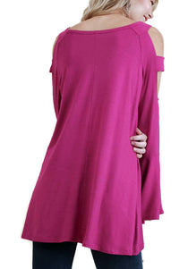 Umgee - Shoulder Cutouts Bell Sleeve Tunic