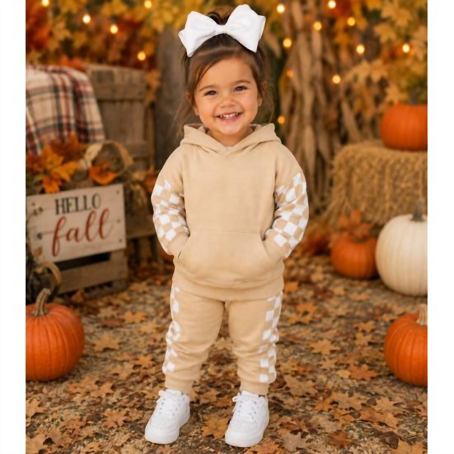 Kidscharm - Kid's Checkered Hoodie & Jogger Set