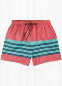 Southern Marsh Men's Barcelona Lines Harbor Trunks in coral and mint - men's swimwear