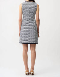 Joseph Ribkoff Millennium geometic print shift dress in navy and white - women's dress - alternate view