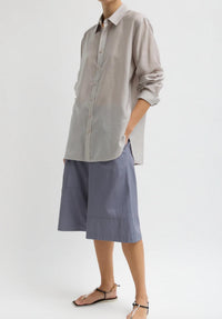 Tibi Silk Voile Charlie Men's Slim Shirt in stone - women's shirt - detail view