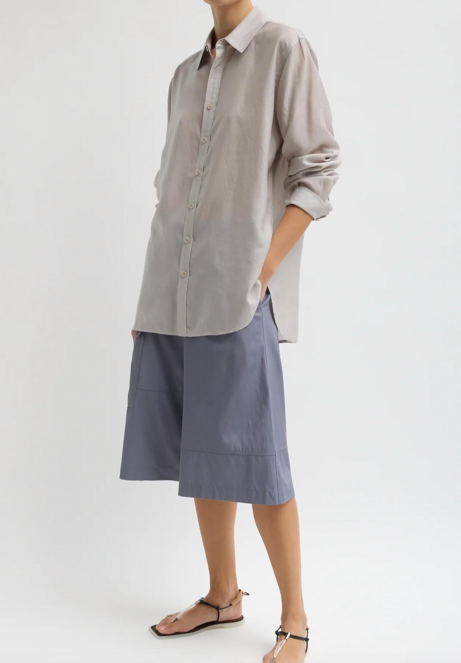 Tibi Silk Voile Charlie Men's Slim Shirt in stone - women's shirt - detail view