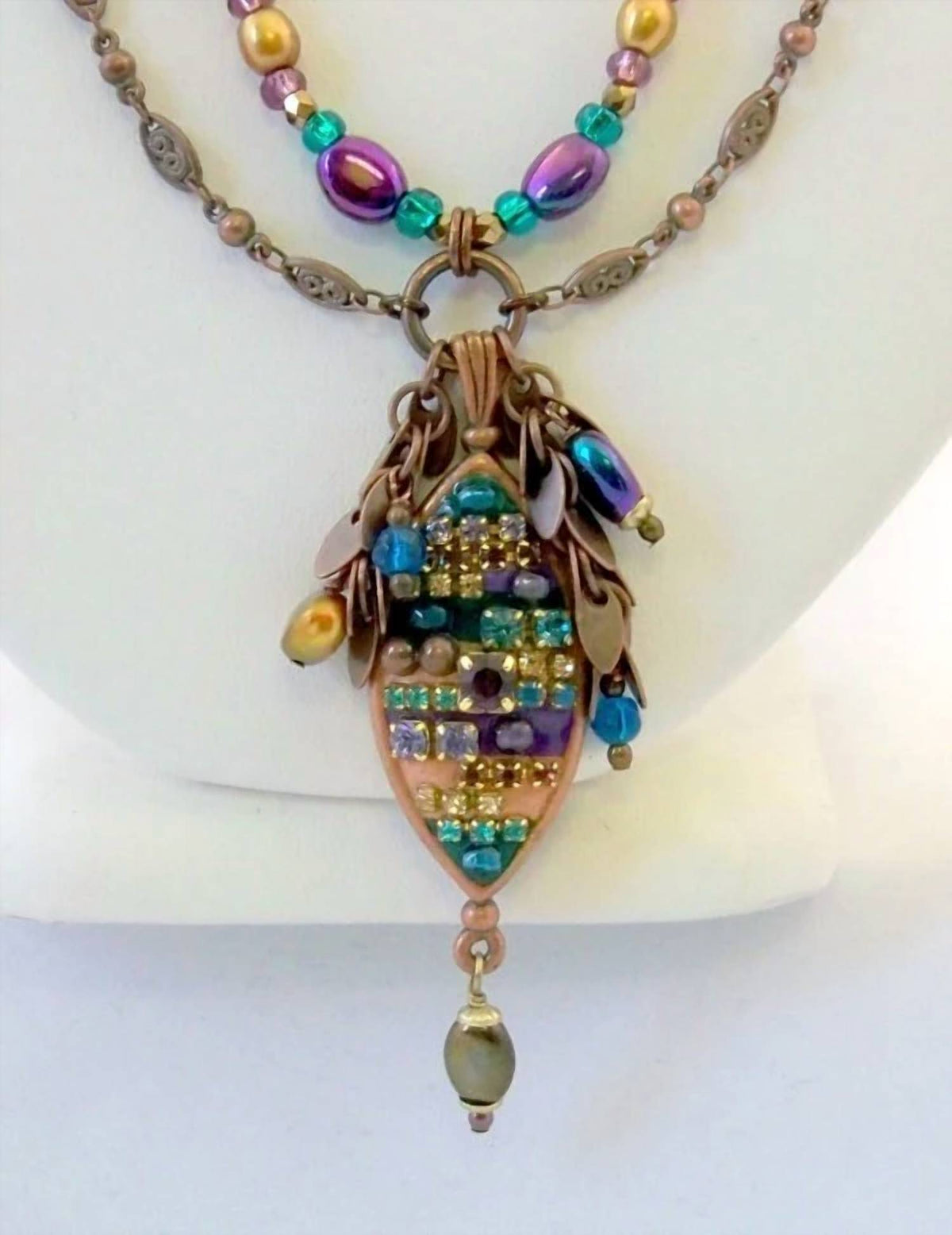 Michal Golan - Women's Double Chain Oval Pendant Necklace