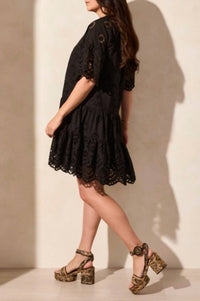 Tribal - Mixed Pattern Eyelet Dress