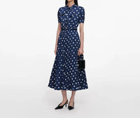 Self-Portrait - Polka Dot Satin Midi Dress