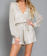 Moda Borboleta - Sequin Long Sleeve Romper