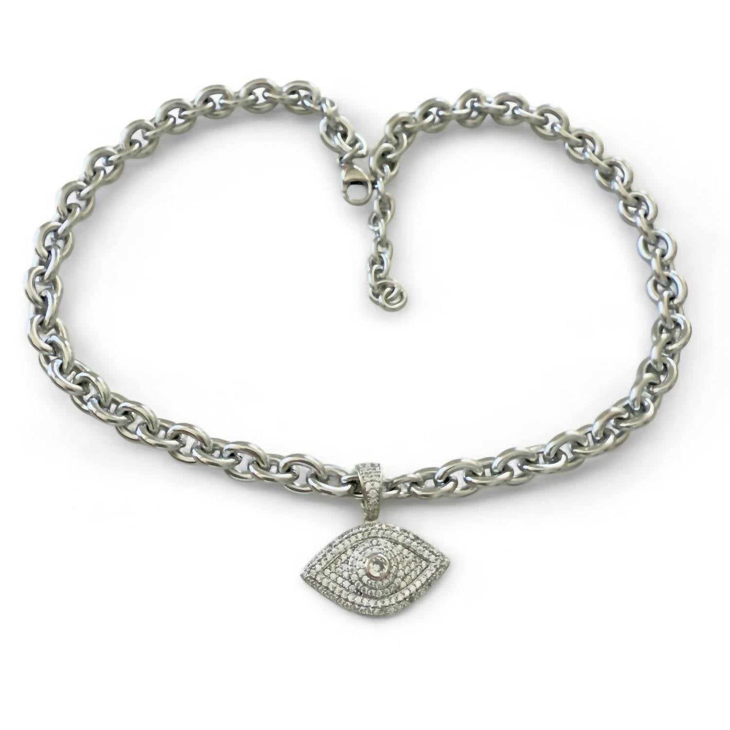 Jagged Halo Jewelry - Women's Chunky Chain Evil Eye Necklace