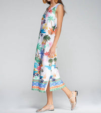 Vilagallo Palm Tree Midi Dress in multi - women's dress - alternate view