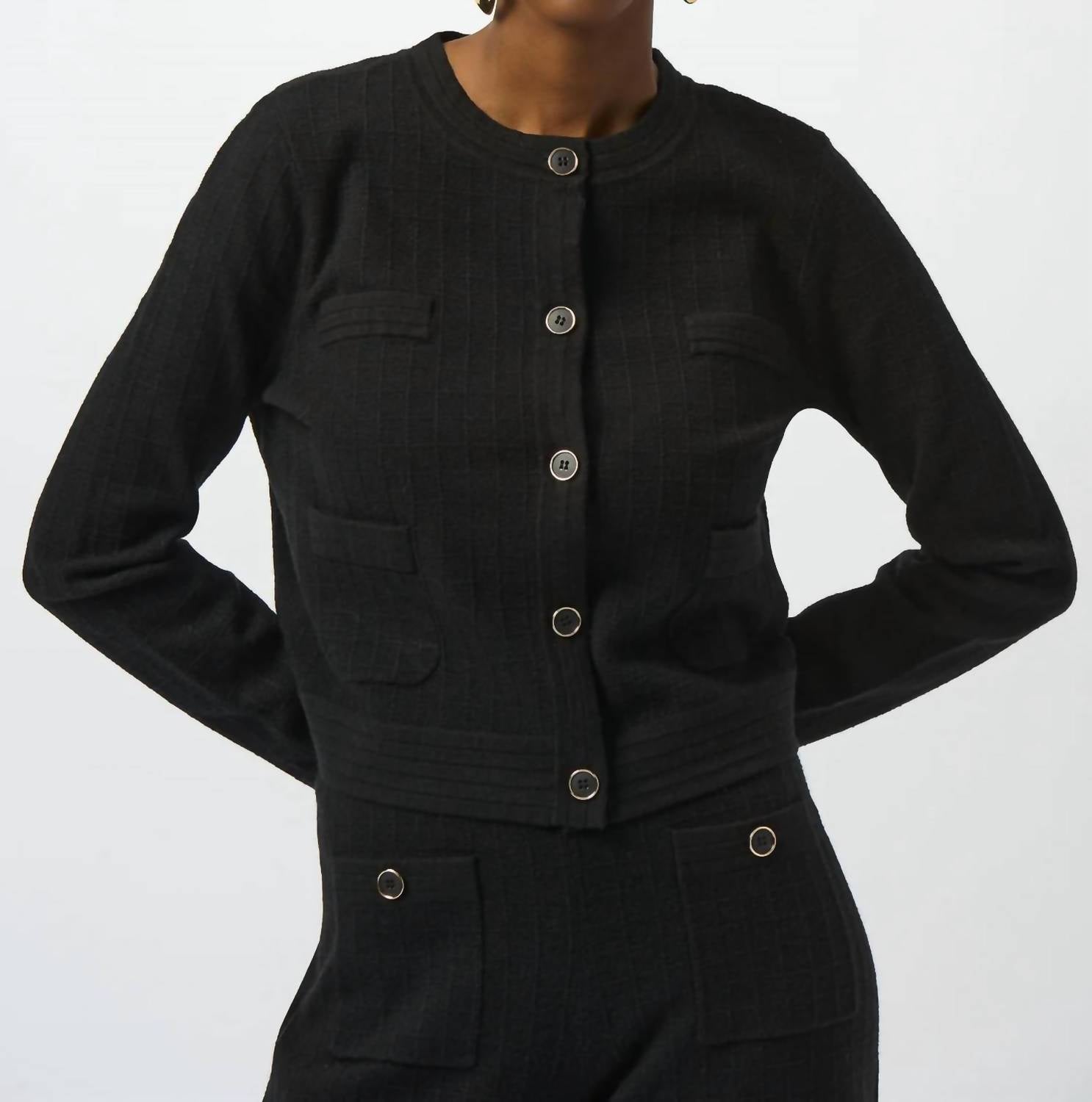 Joseph Ribkoff - Women's Crew Neck Button Front Jacket