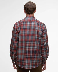 Barbour Saldon Thermo Weave Checked Shirt in fired brick - men's shirt - detail view