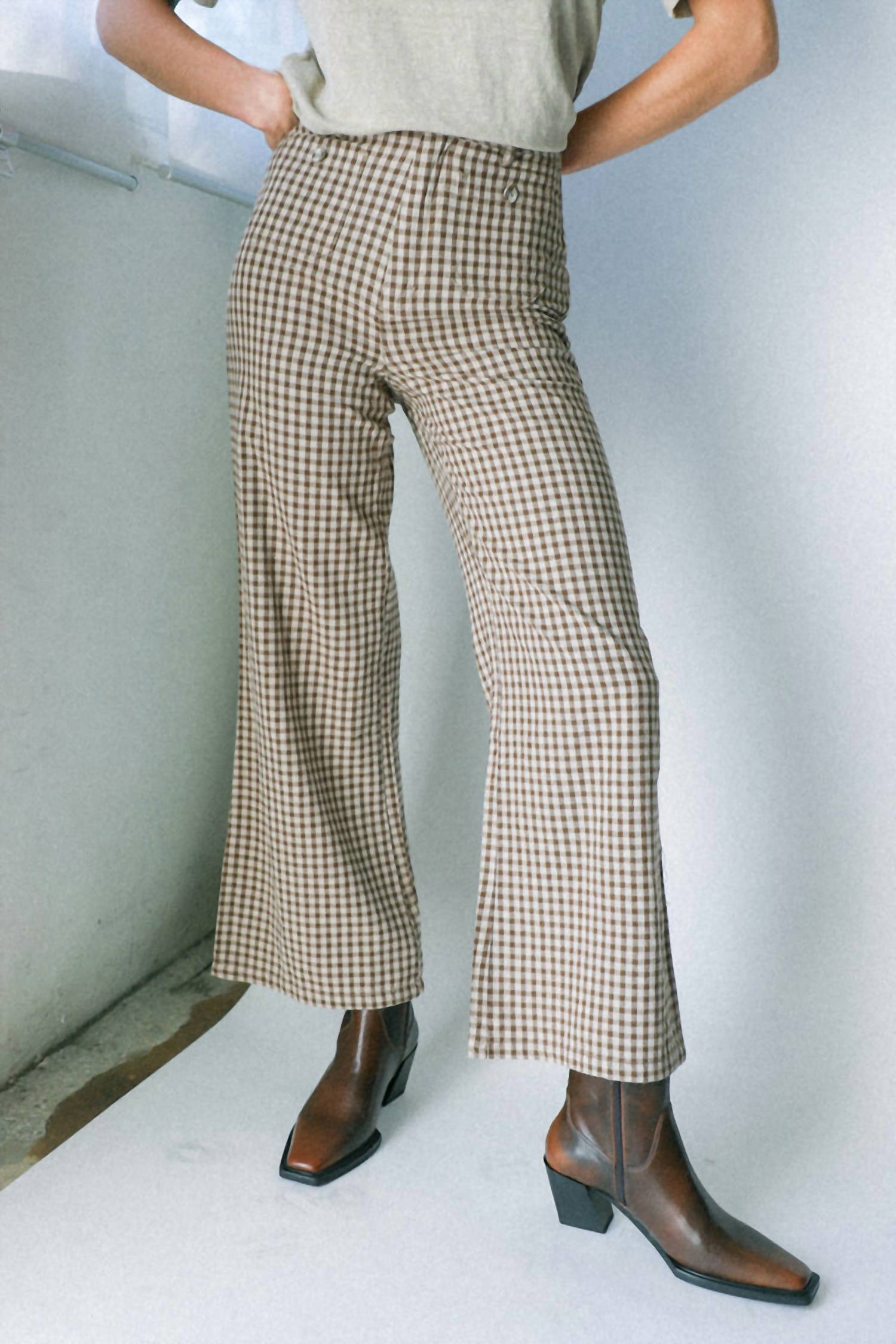 ROLLA'S Sailor Gingham Pant in khaki - women's pants