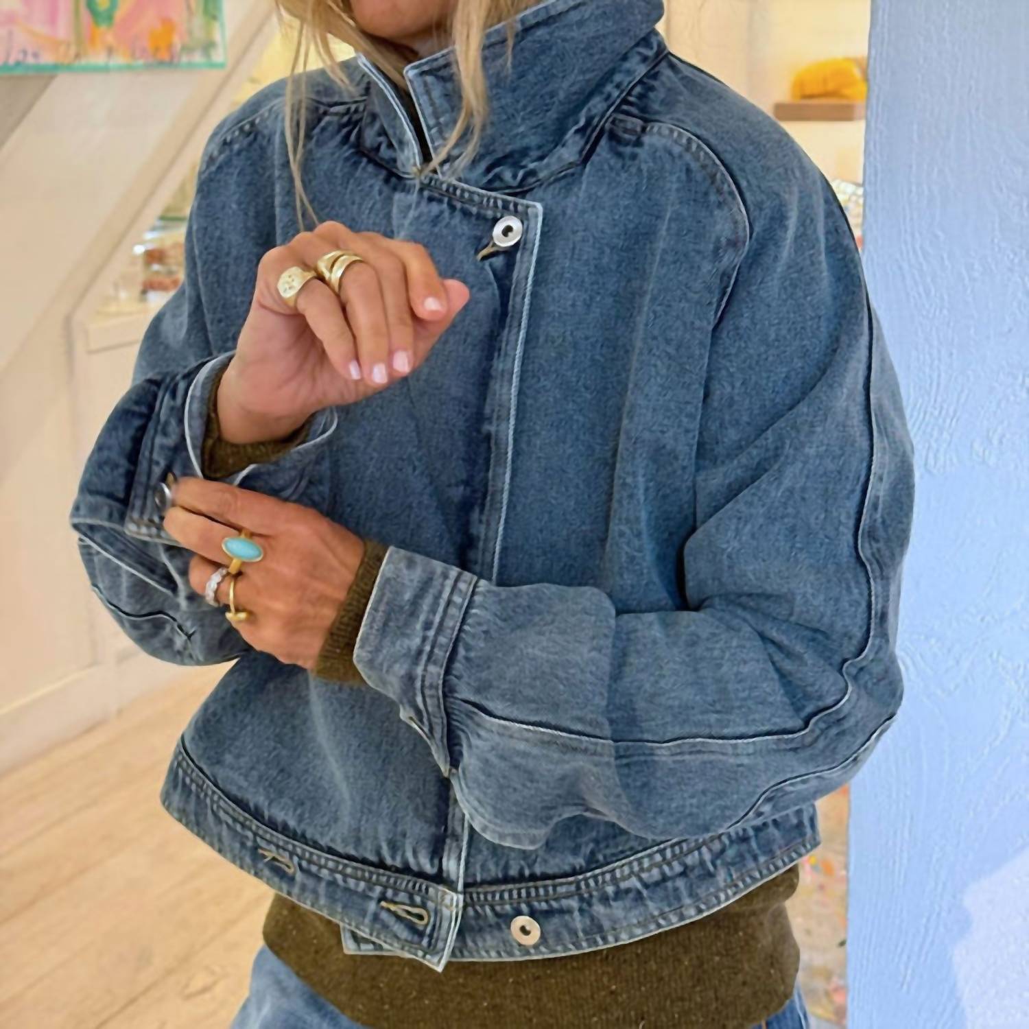 KERRI ROSENTHAL True Denim Jacket in blue - women's jacket - view 5