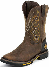 Justin Boots Men's Comp-toe Waterproof Pull On Hybred Work Boot in barnwood brown - men's boots