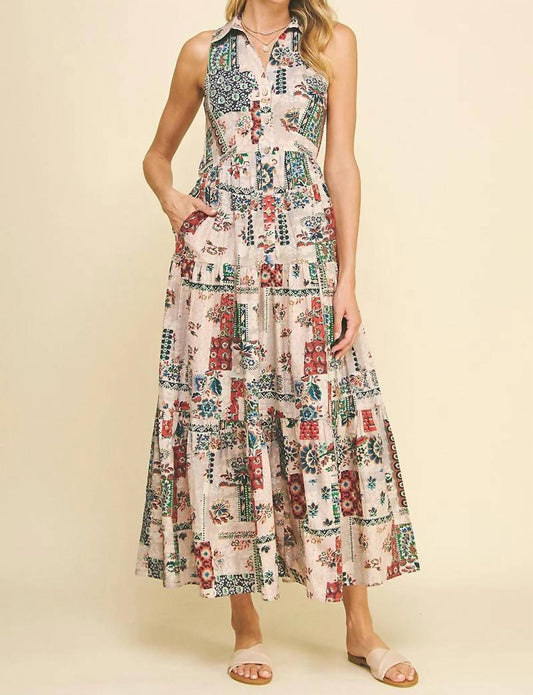 Pinch - Printed Tiered Maxi Shirt Dress