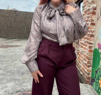 GLAM Metallic Ties Blouse in silver - women's blouse