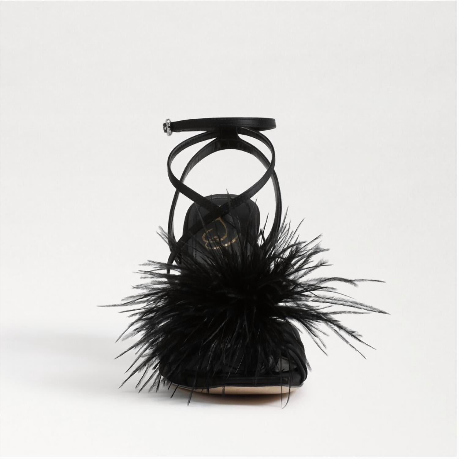 Sam Edelman - Women's Layton Ankle Strap Spool Heeled Feather Detailed Sandals