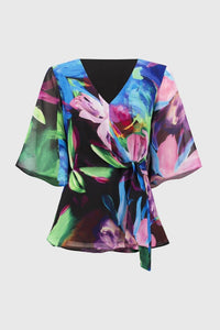 Joseph Ribkoff - Chiffon Floral Print Peplum Top