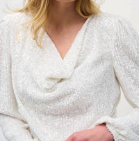 Joseph Ribkoff - Sequined Cowl Neck Top