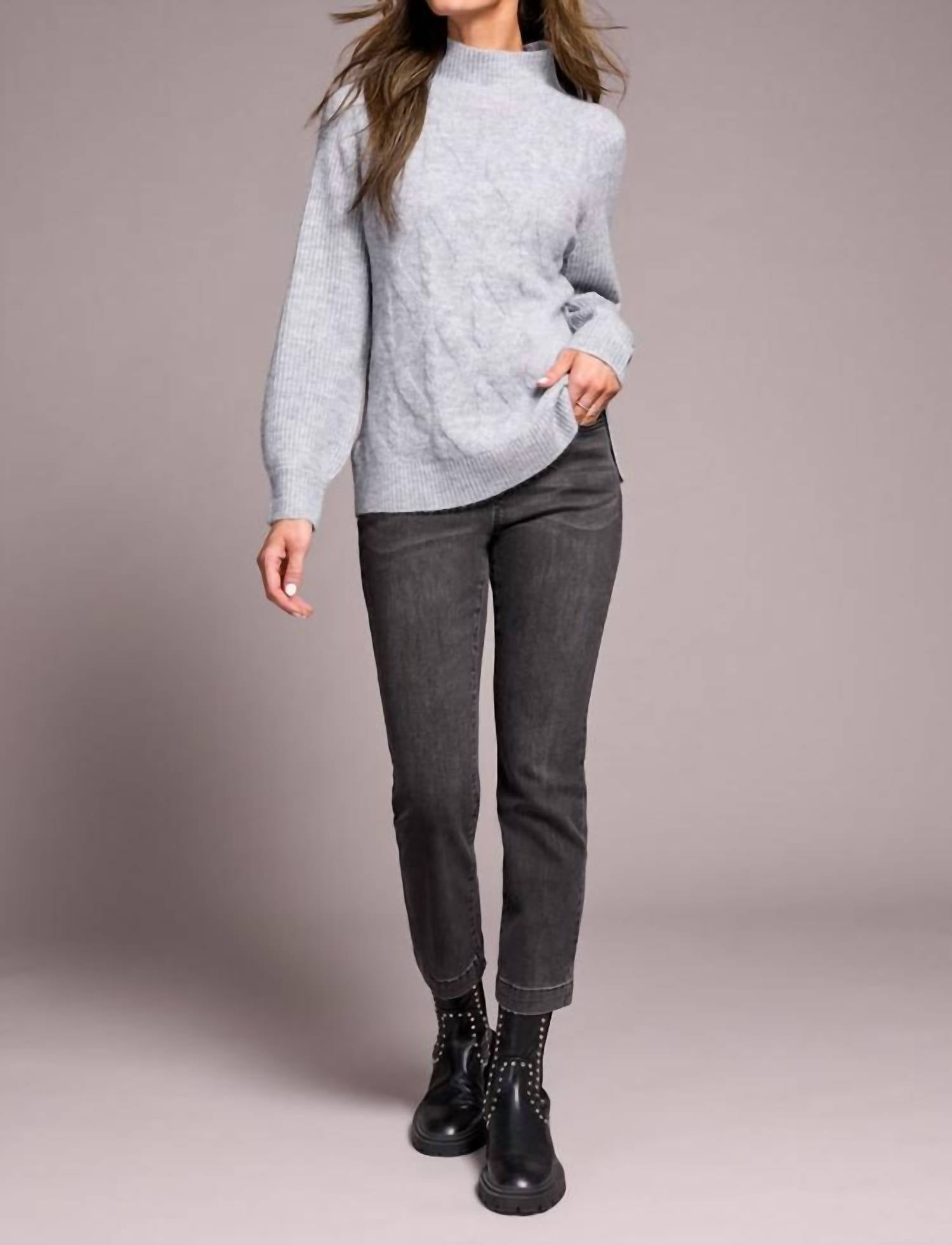 Tribal - Long Puff Sleeve Mock Neck Sweater