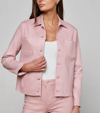 L'Agence Janelle Slim Raw Jacket in pale rose coated - women's jacket