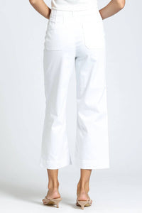 Apny - Women's Cropped Wide Leg Pant With Patch Pockets